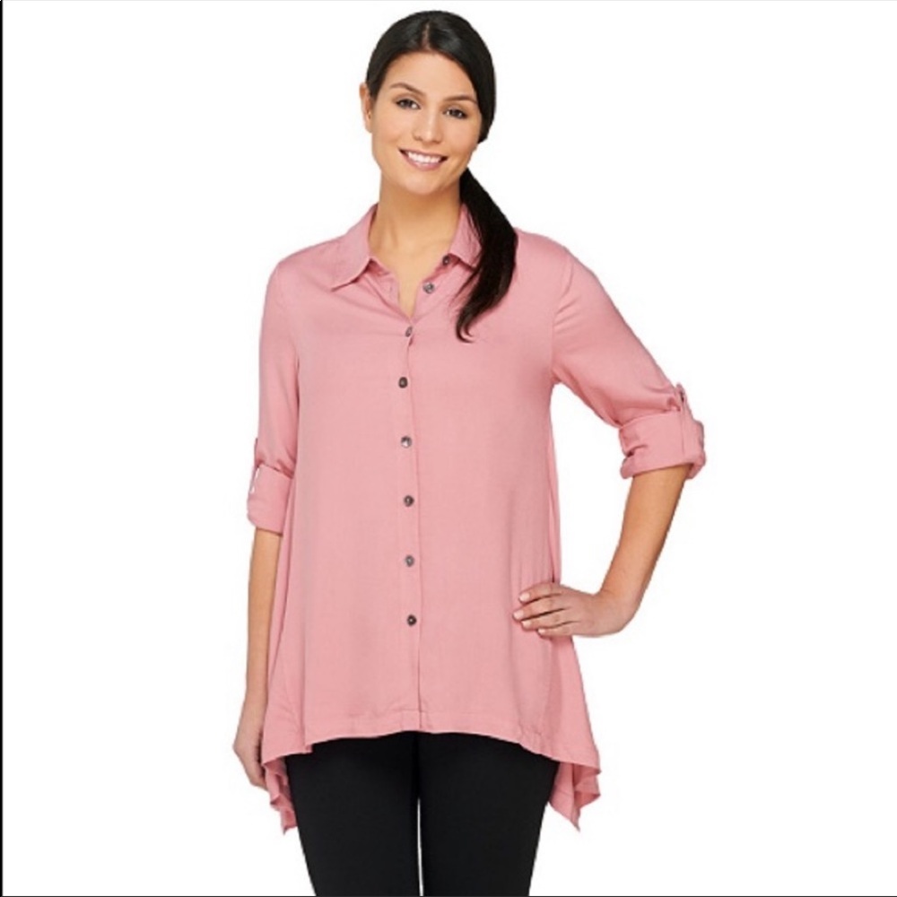 LOGO By Lori Goldstein Button Down Twill Top